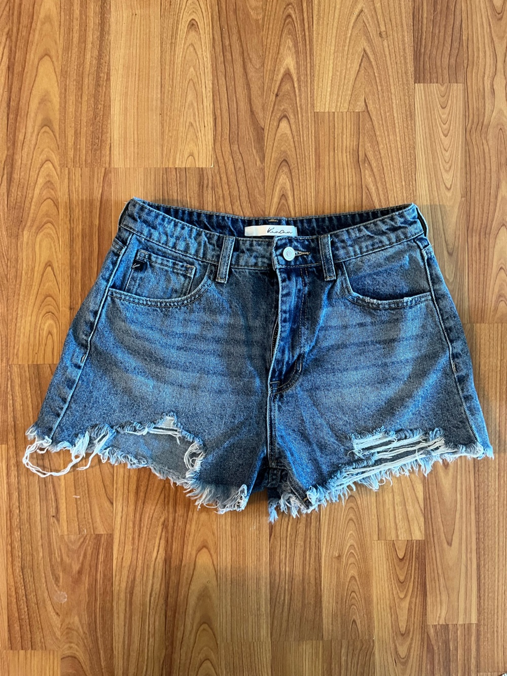 Denim Frayed Hem Women's Shorts - Blue